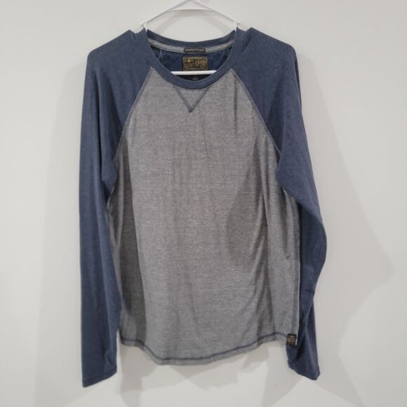 Lucky Brand Mens Saturday Stretch Shirt Size Small Raglan Vneck Long Sleeve Gray - Picture 1 of 6